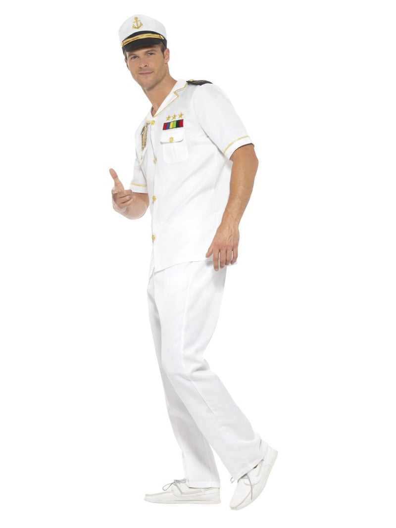 Naval Captain Costume Adult White Shirt Hat Trousers