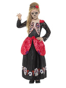 Deluxe Day Of The Dead Girl Costume Child Black Dress Headband 1