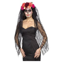 Deluxe Day Of The Dead Headband Adult Red Black_2 