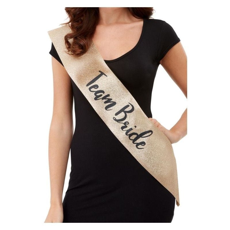 Deluxe Glitter Team Bride Sash Gold & Black_1 sm-52195