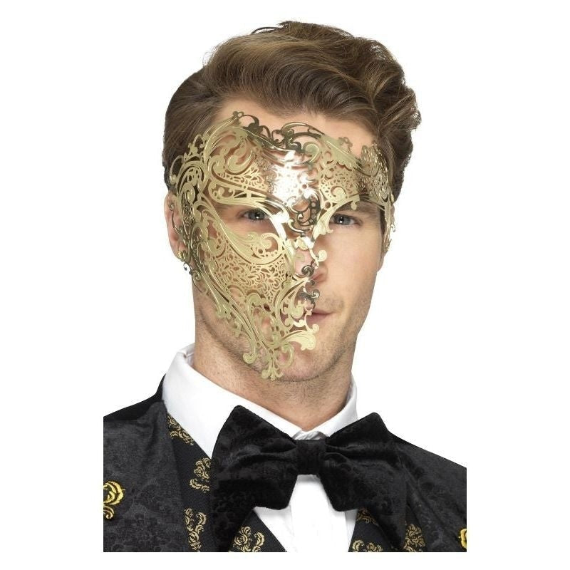 Deluxe Metal Filigree Phantom Mask Adult Gold_2 