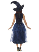 Midnight Witch Costume Blue Deluxe Dress Belt Lenticular 3D Print Brooch and Pointy Hat