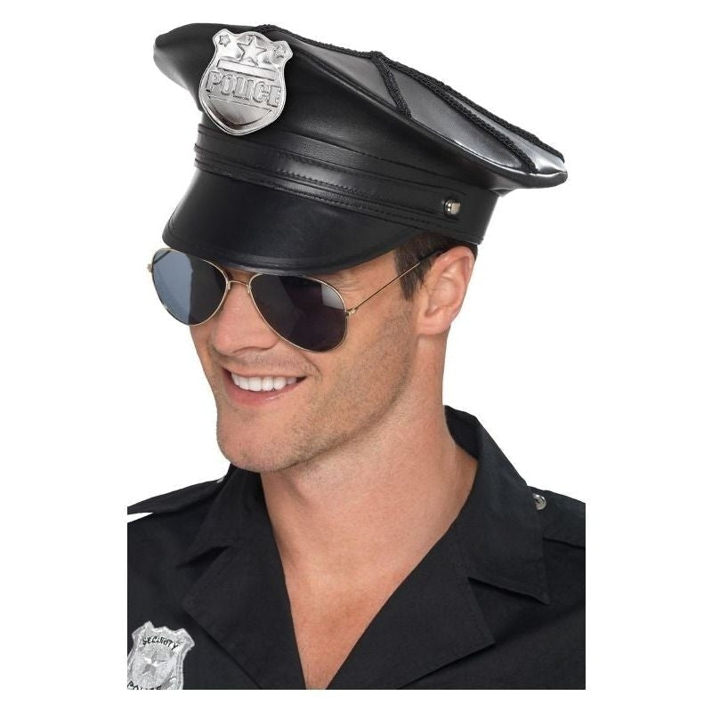 Deluxe Police Hat Adult Black_2 