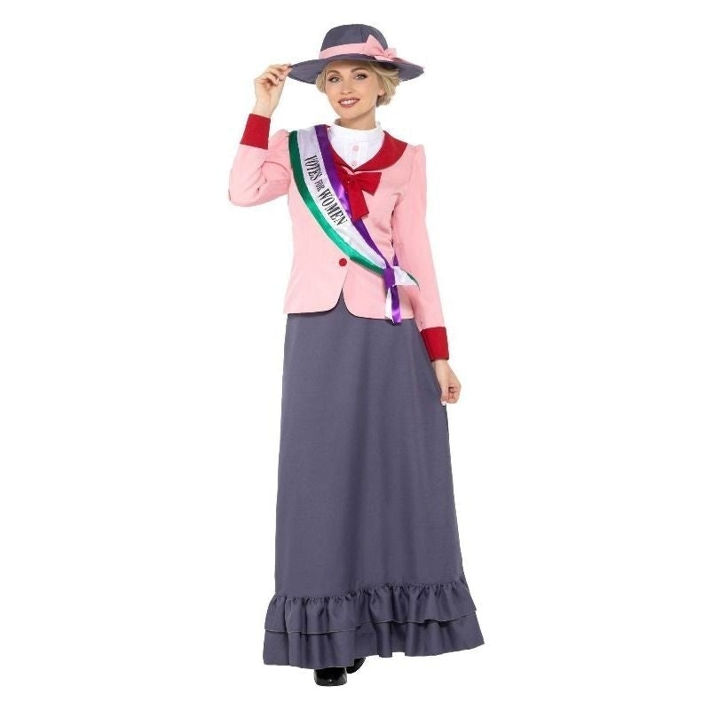 Deluxe Victorian Suffragette Costume Adult Grey Pink_2 sm-47306m