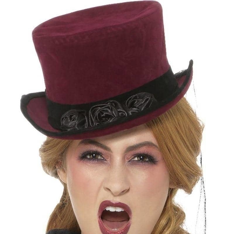 Deluxe Victorian Vampiress Hat Adult Burgundy_1 sm-48309