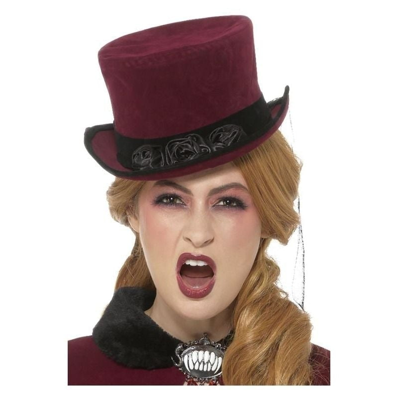 Deluxe Victorian Vampiress Hat Adult Burgundy_2 