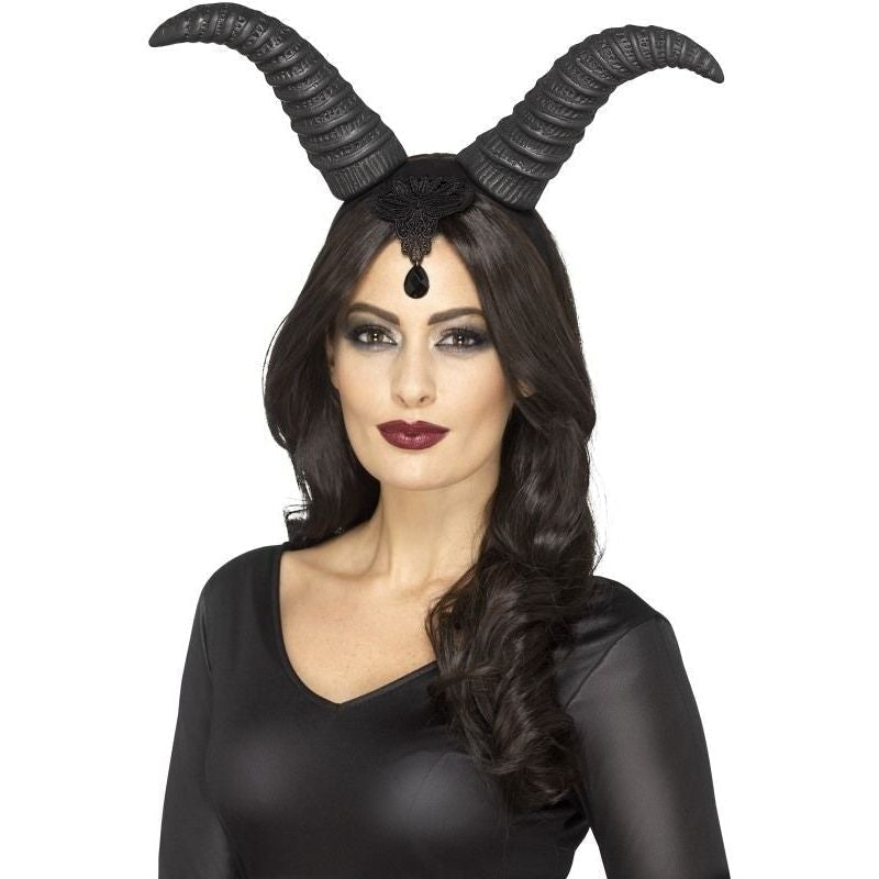 Demonic Queen Horns On Headband Adult Black_2 