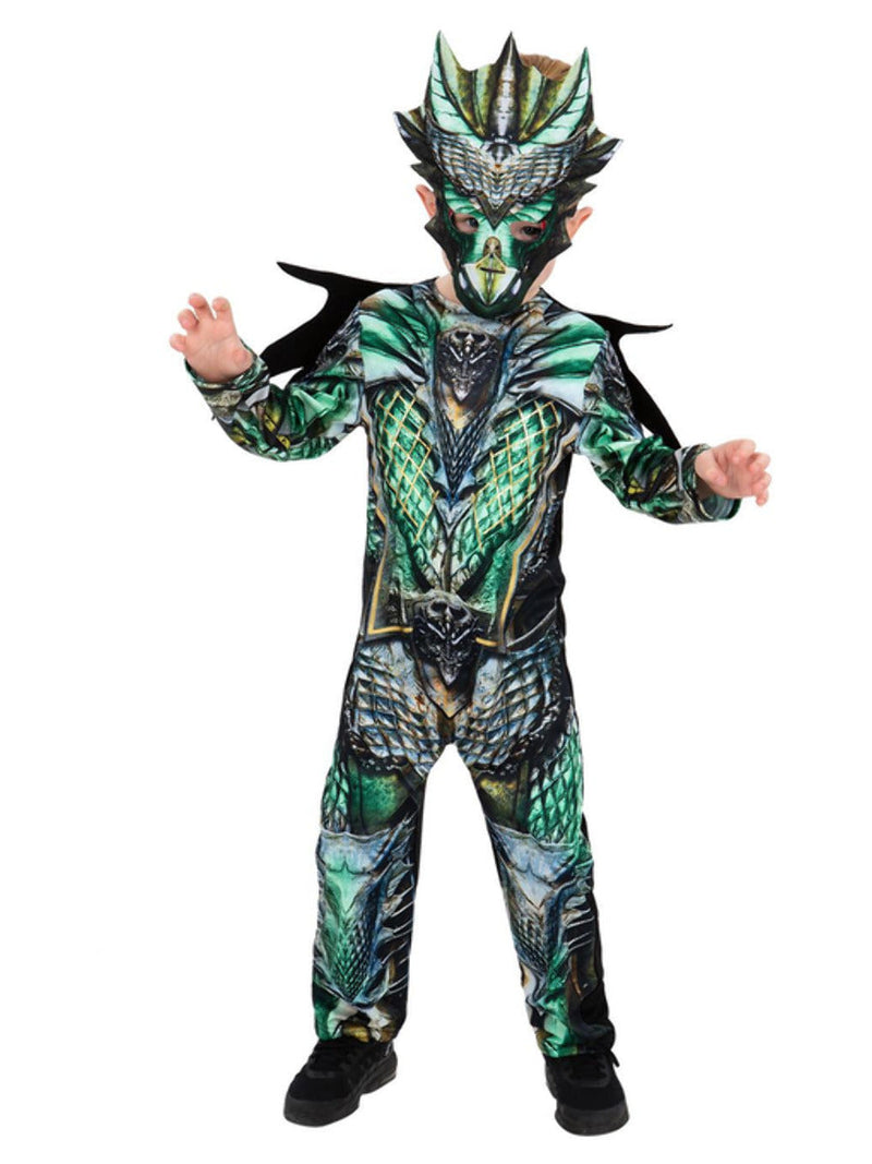 Dragon Costume Kids Green Jumpsuit Mask with Wings