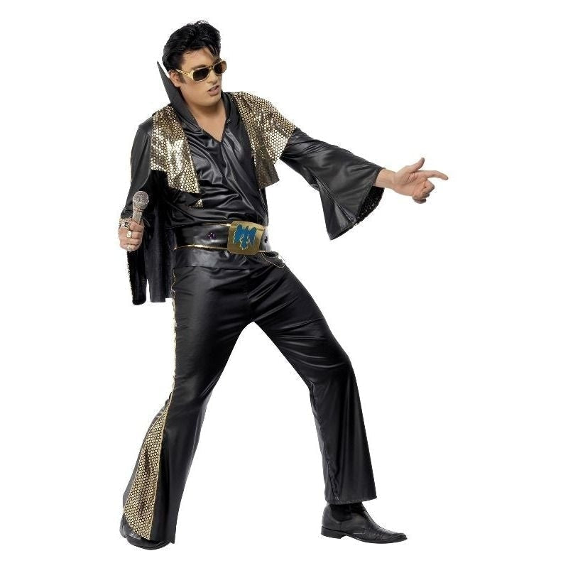 Elvis Costume Adult Black Gold Jumpsuit 2 sm-29150M MAD Fancy Dress