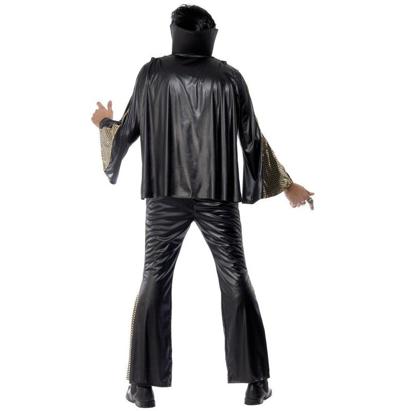 Elvis Costume Adult Black Gold Jumpsuit 4 MAD Fancy Dress