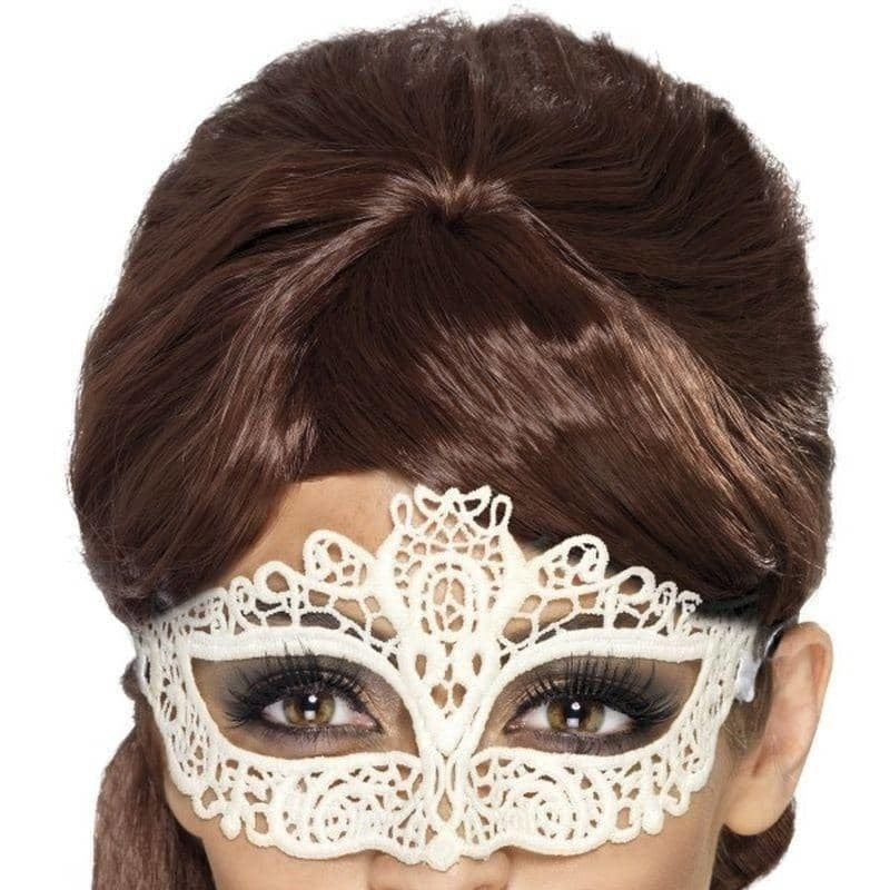Embroidered Lace Filigree Eyemask Adult White_1 sm-45226