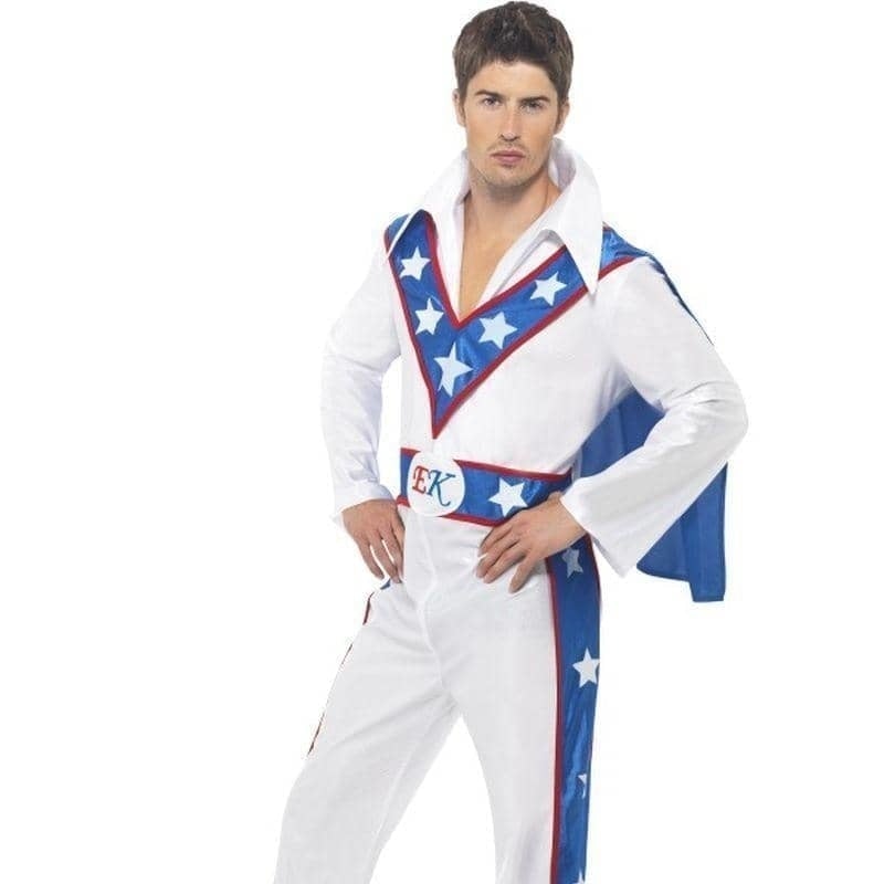Evel Knievel Daredevil Costume Adult White Blue 3 MAD Fancy Dress