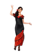 Flamenco Senorita Costume Adult Black Dress with Headpiece