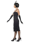 Long Black Flapper Costume Adult Dress Gloves Headband