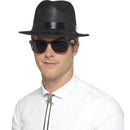 Flocked Fedora Hat Adult Black_1 sm-94191