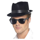 Flocked Fedora Hat Adult Black_2 