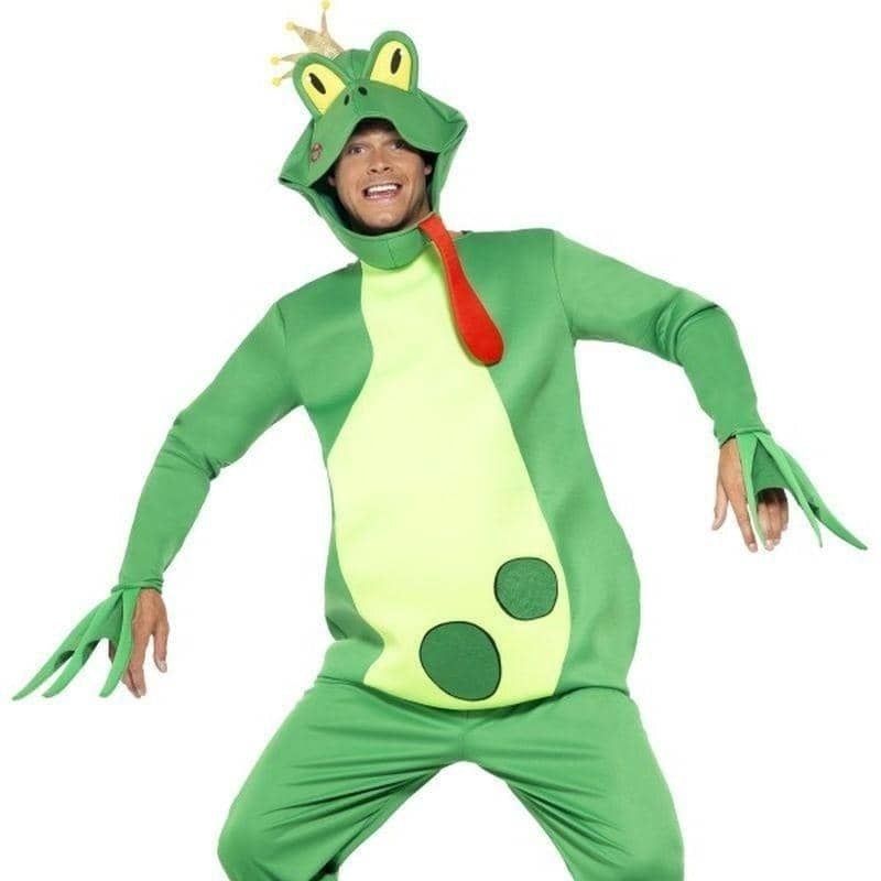 Frog Prince Costume Top With Attached Gloves Adult Green_1 sm-43389