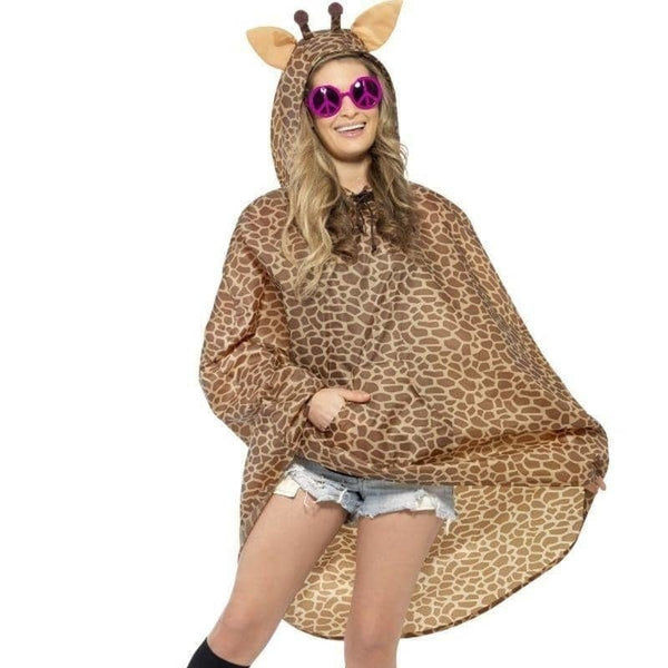 Giraffe Party Poncho Adult One Size Orange Black