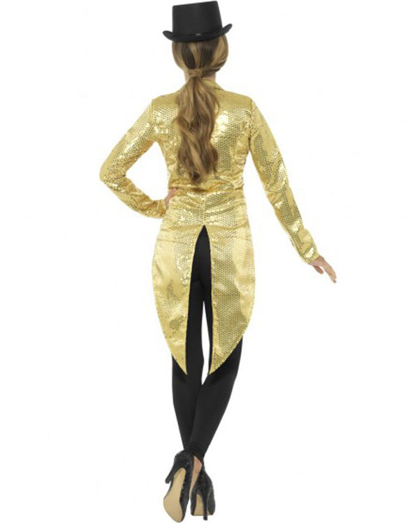 Sequin Tailcoat Jacket Ladies Adult Gold 5 MAD Fancy Dress