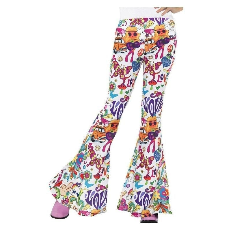 Groovy Flared Trousers Ladies Adult White_2 sm-45174l