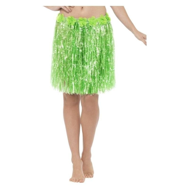 Hawaiian Hula Skirt With Flowers Adult Neon Green_2 