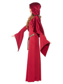 High Priestess Costume Adult Red Dress Attached Belt Hooded Cape 2