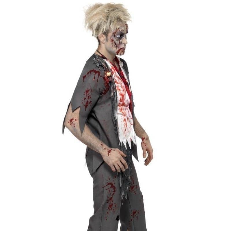 High School Horror Zombie Schoolboy Costume Adult Grey White Red_3 sm-32928S