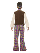 Hippie Boy Costume with Top Attached Waistcoat Trousers Medallion Headband Kids Multi Coloured 4