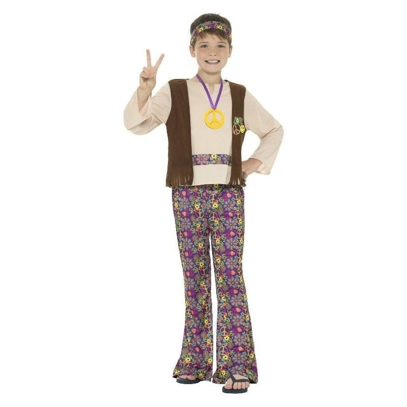 Hippie Boy Costume With Top Attached Waistcoat Kids Multi_4 
