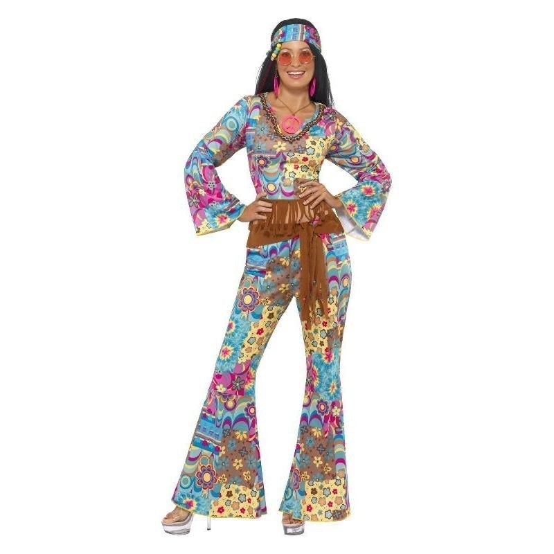Hippy Flower Power Costume Adult Blue Yellow_3 