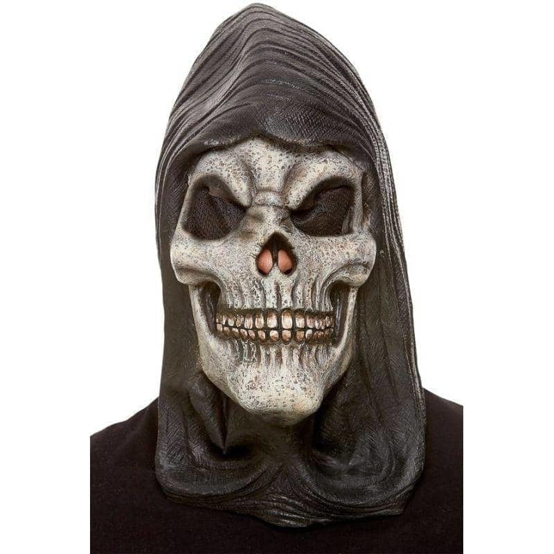 Hooded Skeleton Latex Mask Adult White_1 sm-52033
