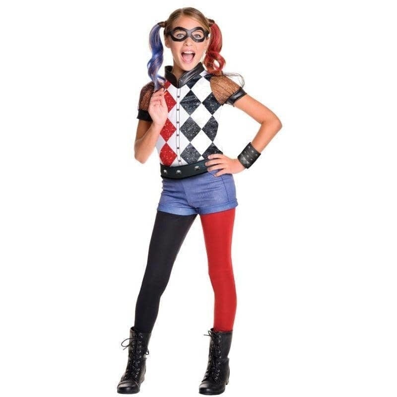 Harley Quinn Kids DC Superhero Girls Deluxe Costume 1 rub-620712S MAD Fancy Dress