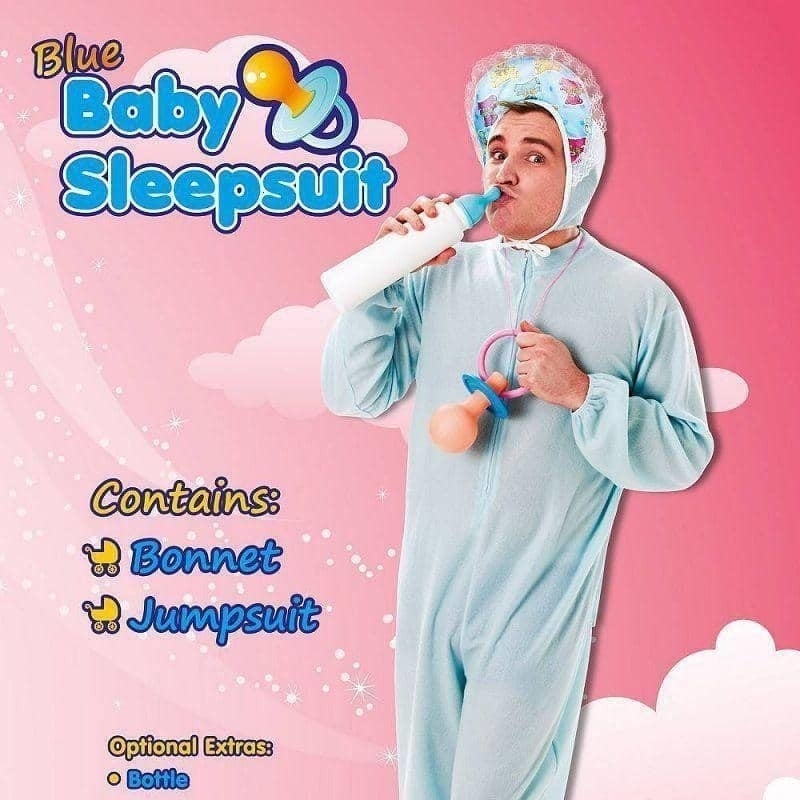 Mens Baby Sleepsuit Blue Adult Costume Male Halloween_2 