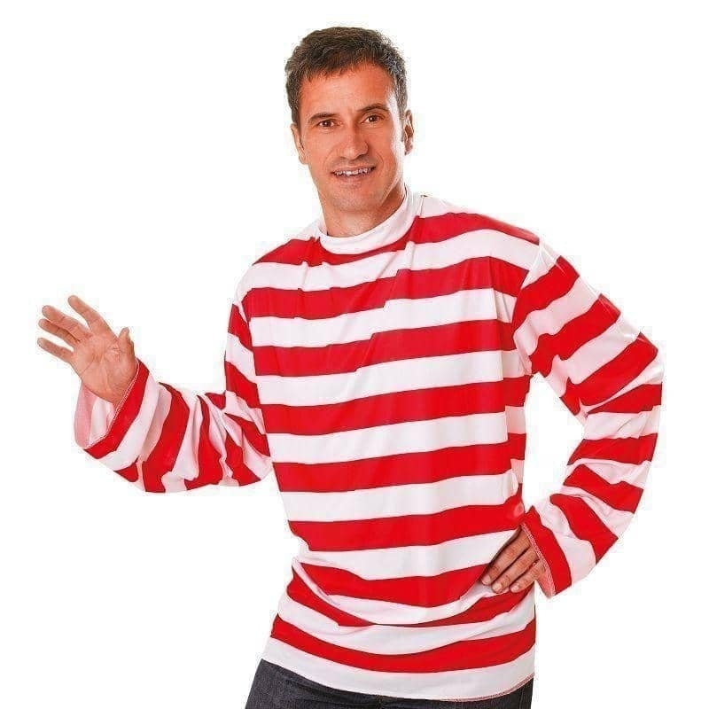 Mens Striped Shirt Red White Adult Costume Male Halloween_1 AC175