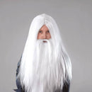 Mens Wizard Wig _ Beard Long White Wigs Male Halloween Costume_1 BW660