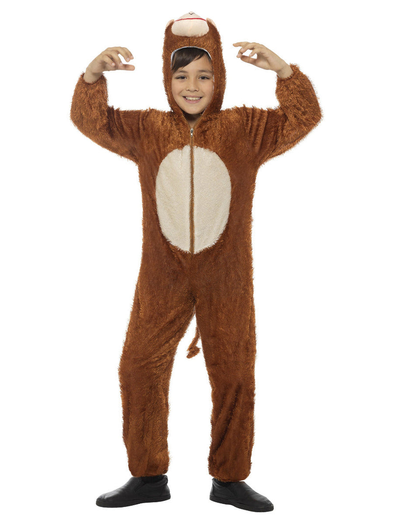 Monkey Costume Kids Brown Jumpsuit with Hood