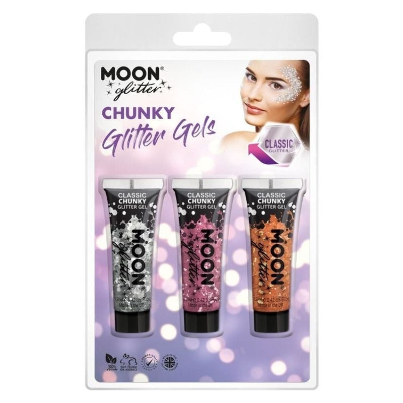 Moon Glitter Classic Chunky Gel Clamshell, 12ml. 3 Colour Set_3 sm-G25712