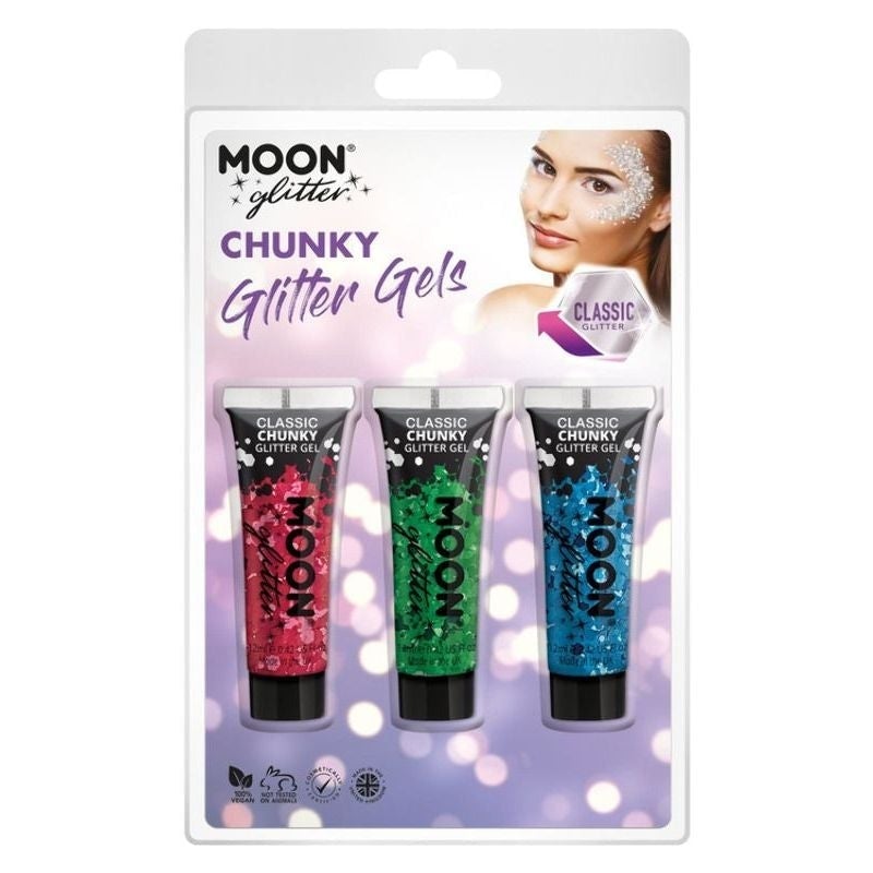 Moon Glitter Classic Chunky Gel Clamshell, 12ml. 3 Colour Set_1 sm-G25705