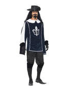 Musketeer Male Costume Adult Tabard Top Hat Blue