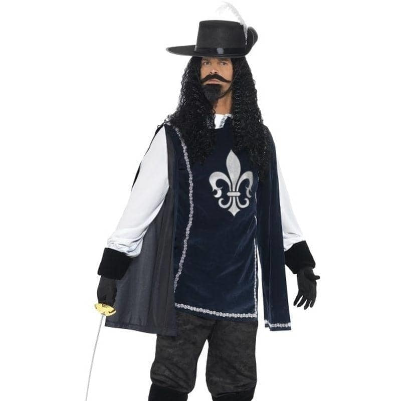 Musketeer Male Costume With Top Hat Adult Blue_1 sm-43415M
