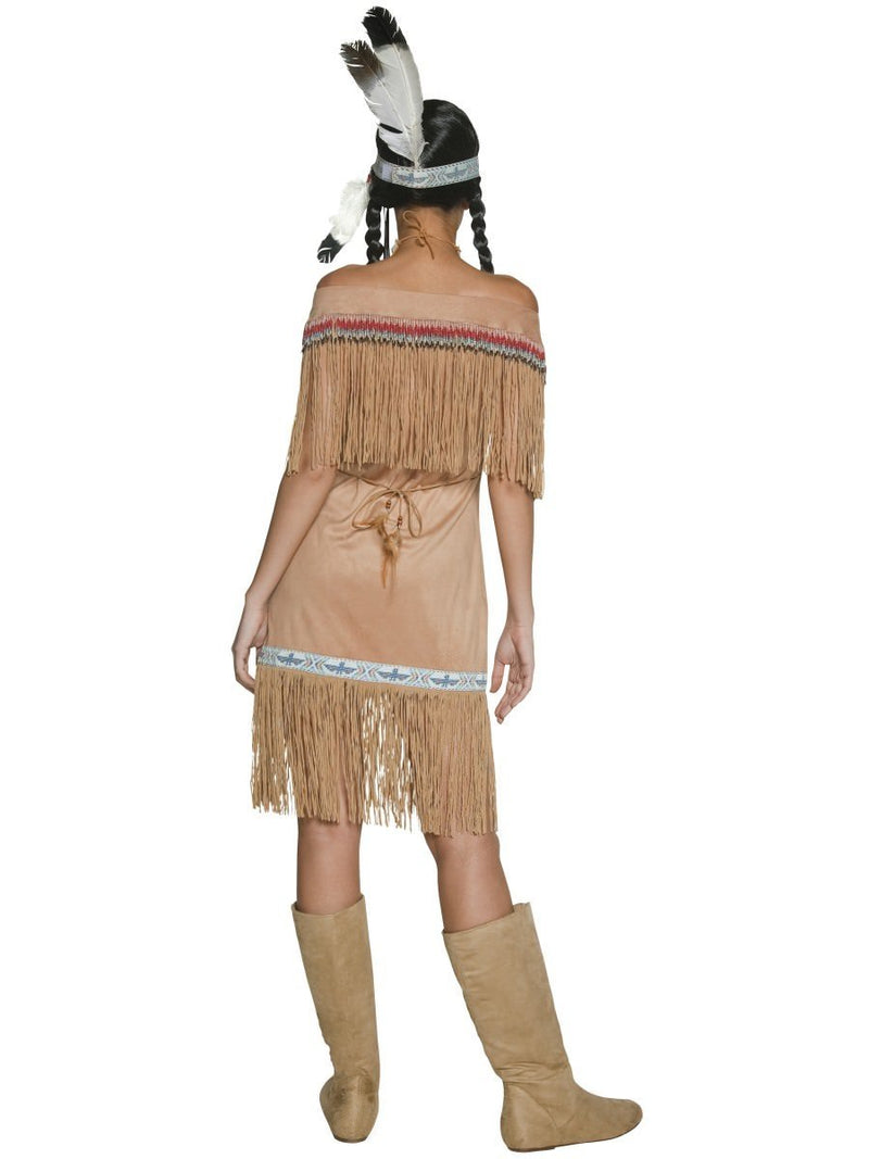 Native American Inspired Lady Costume Adult Beige Dress