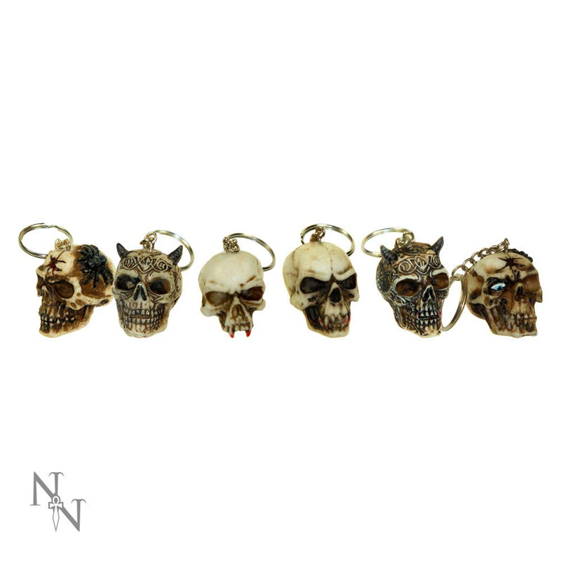 Demonic Hand Painted Skull Keyrings 3cm Pack of 6