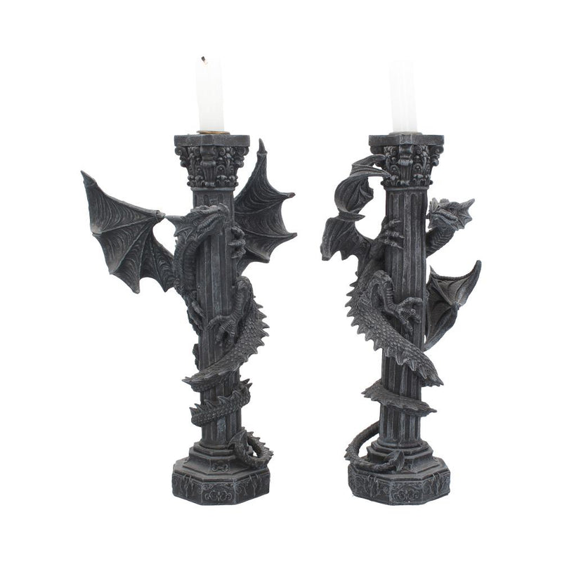 Guardians of the light Dragon Candle Holders Set of 2 28cm