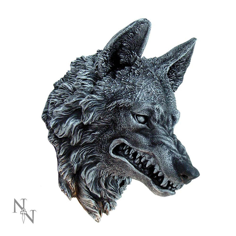 Menacing Grey Snarling Wolf Wall Plaque