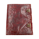 Large Lockable Red Leather Book of Shadow With Embossed Floral Pentagram 35cm