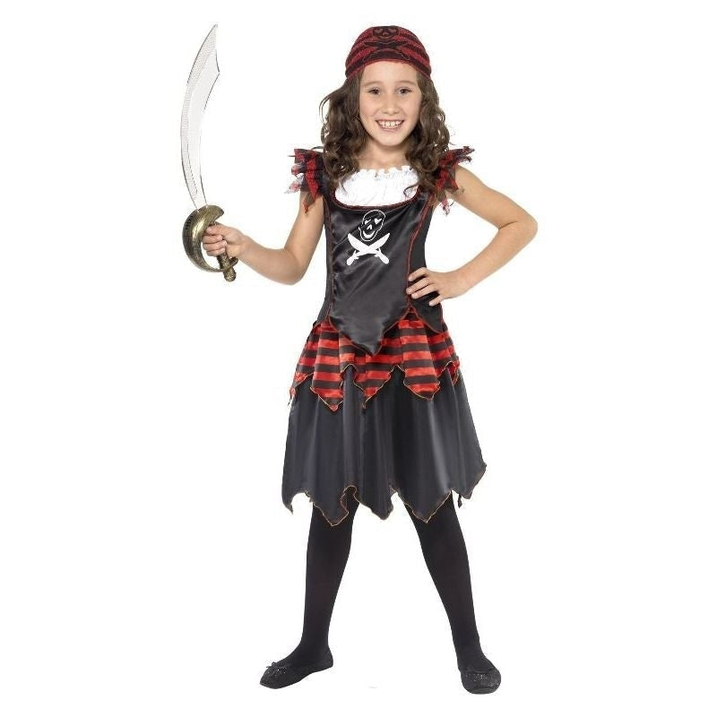Pirate Skull & Crossbones Girl Costume Kids Red Black_4 