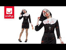 Zombie Sister Costume Womens Black Dress Headpiece Belt and Cross Necklace