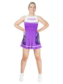 Purple Cheerleader Costume Dress and Pom Poms 1