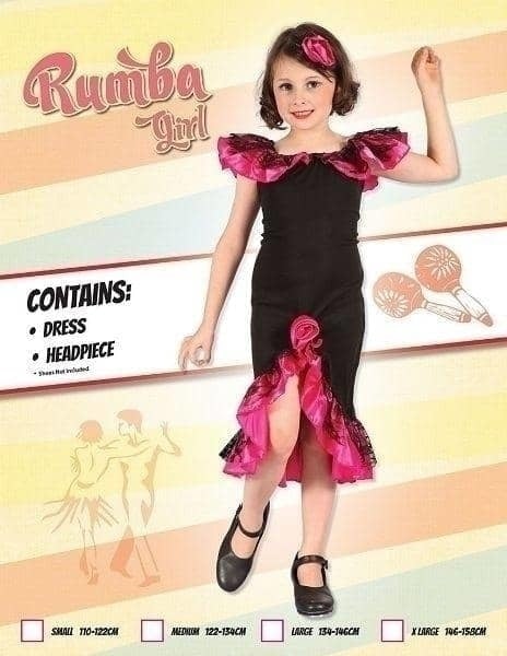 Rumba Girl Black/Pink Childrens Costume_1 CC325
