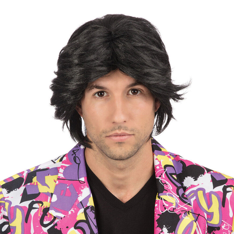 Tony Wig Black Mens Short Flick Out Hair